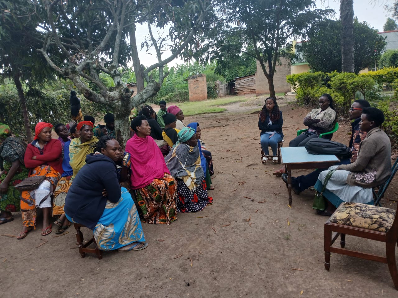 Outdoor women group meeting in Uganda